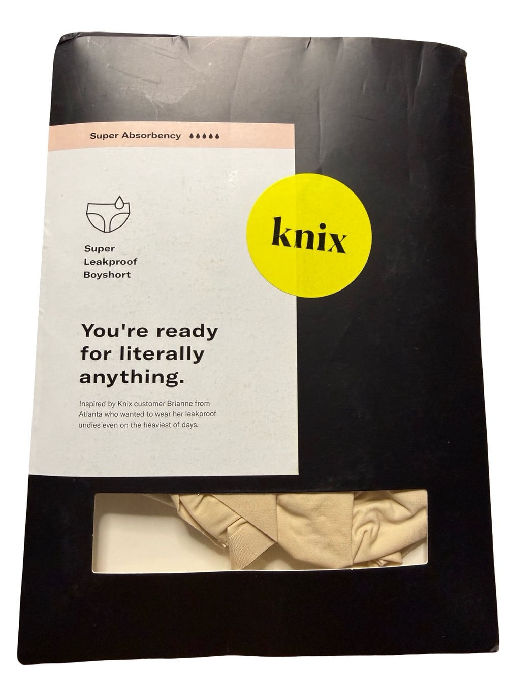 Knix Super Leakproof Boyshort Dune color women’s Medium period panties nwt new
